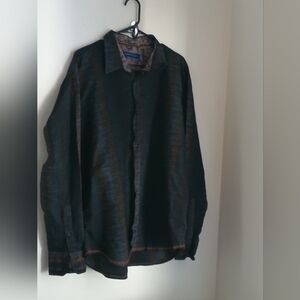 Georg Roth Shirt Men 2X Blue Paisley Button-Up Denim Church Academia Office Y2K